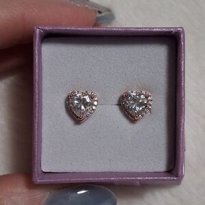 Rose Gold over 925 Sterling Silver Moissanite Diamond Pushback Earrings